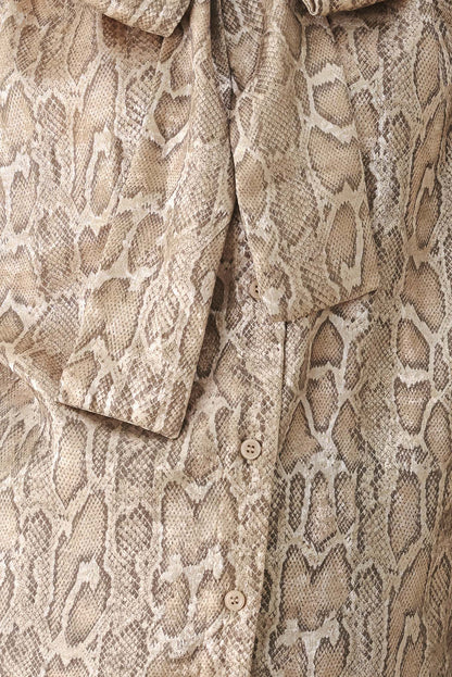 SERPENTINE TAUPE SNAKESKIN WOVEN TOP