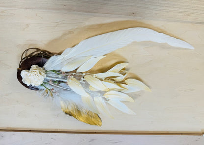Boho Western Wedding Floral & Feather Bridsmaid Hat in Brown 984n