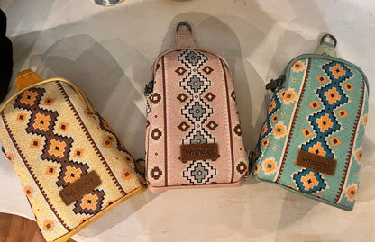 Wrangler Aztec Print Crossbody Sling Chest Bag-Multiple Colors