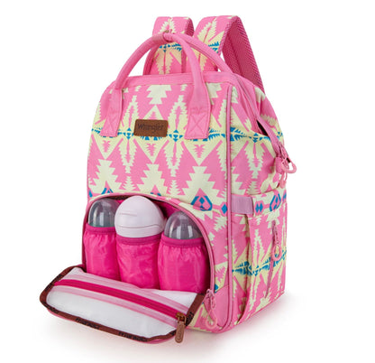 Wrangler Aztec Printed Callie Backpack/Diaper Bag- Pink
