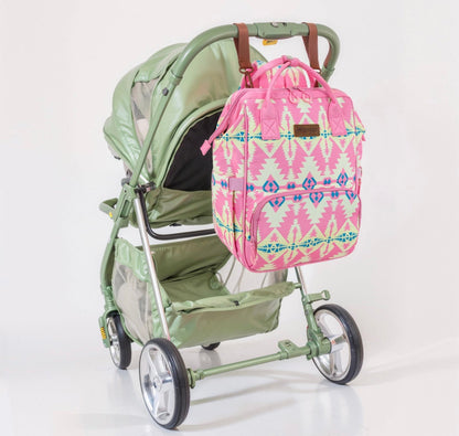 Wrangler Aztec Printed Callie Backpack/Diaper Bag- Pink