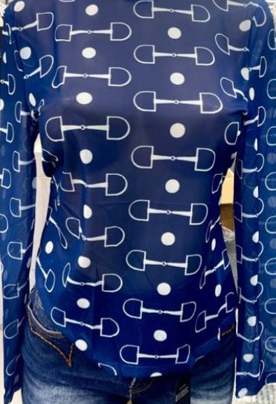 Lucky and Blessed Mesh Top Blue Bit
