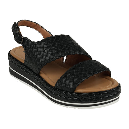 Gallant Black Double Band Slingback Platform Sandals