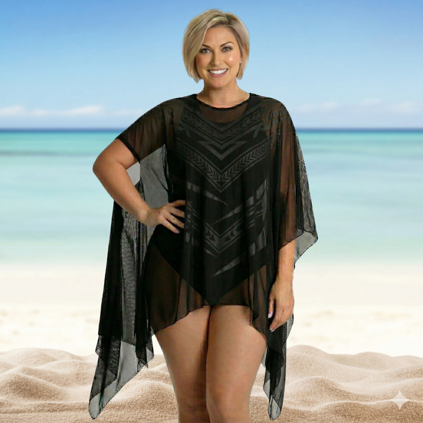 InstantFigure InstaWrap Shahl Sheer Mesh Short Coverup 33COMT