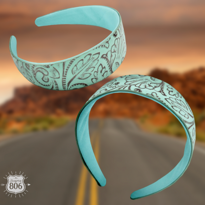 Western print tooled headband - LC