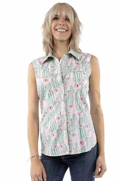 Honey Creek Sleeveless Cactus - Women's Western Blouse