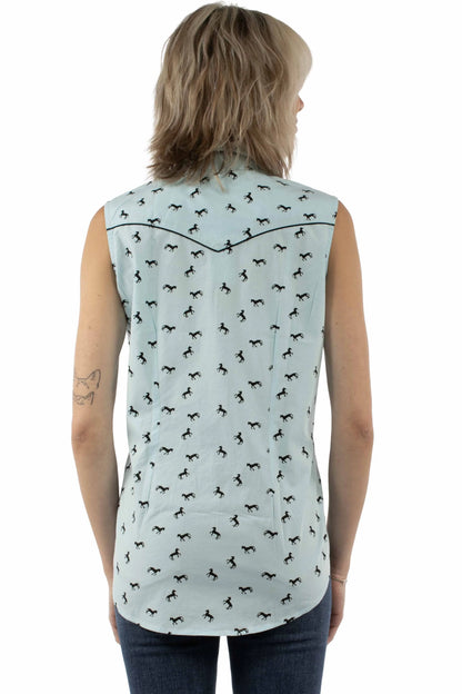 Honey Creek Sleeveless Horses - Women's Western Blouse