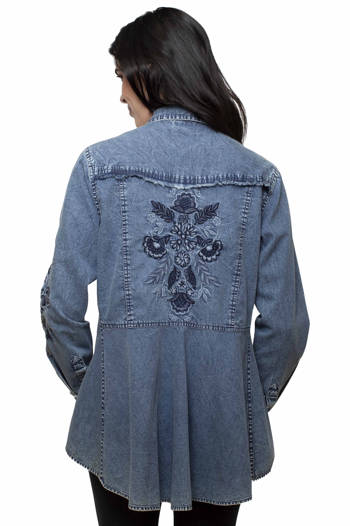 Honey Creek Floral Embroidery - Women's Denim Shirt