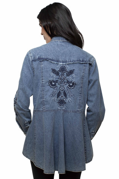 Honey Creek Floral Embroidery - Women's Denim Shirt