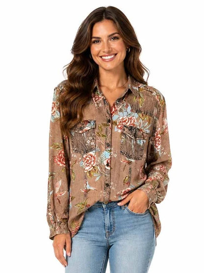Honey Creek Flowing Flowers - Women's Western Blouse