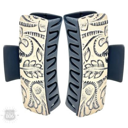 Western print tooled hair clip