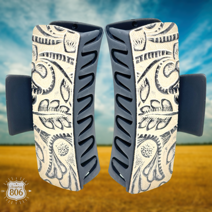 Western print tooled hair clip