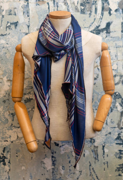 Harbor Plaid Silk Scarf