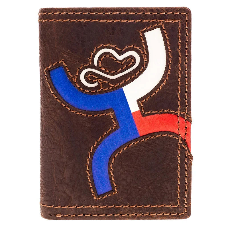 HOOey Texas Flag Inlay (Brown) - Men's Trifold Wallet