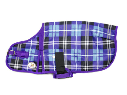 Derby Originals Ruff Pup Arctic Purple Plaid Dog Coat – 1200D Waterproof Ripstop, 150g Insulated Winter Jacket, Breathable 3-Layer Design, Adjustable Fit, 2-Year Warranty