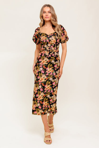 SWEET AT HEART WOVEN MIDI DRESS