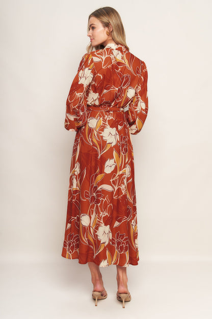 BLOOMING RADIANCE WOVEN MIDI DRESS