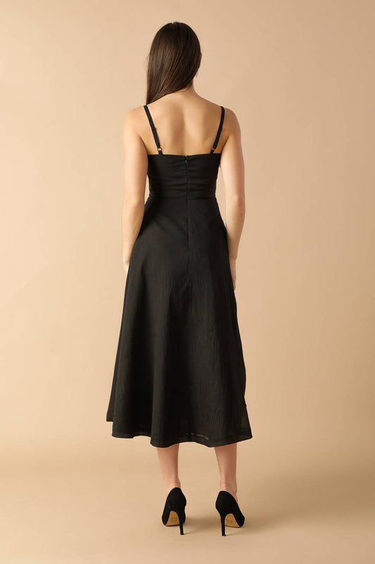 WHISPERING PINES WOVEN MIDI DRESS
