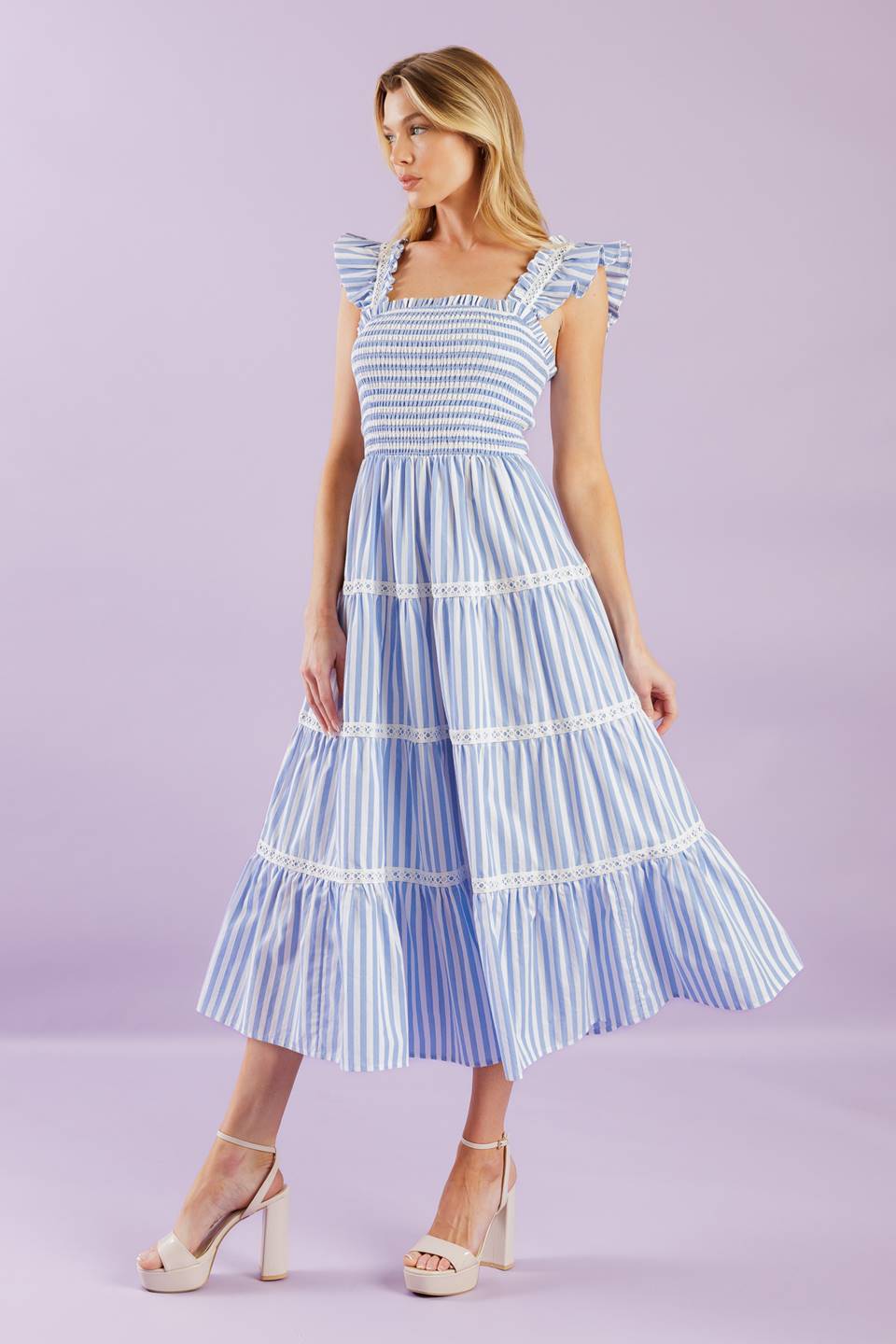 SWING OF THINGS WOVEN MIDI DRESS