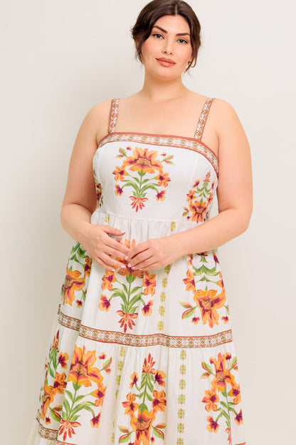 LOVELIEST MUSE IVORY WOVEN MIDI DRESS
