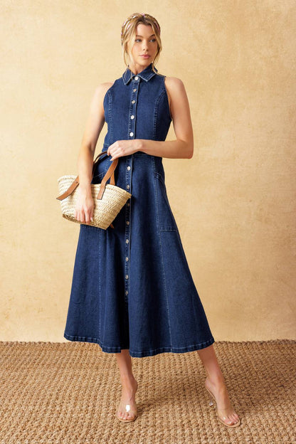 COOL GIRL DENIM MIDI DRESS