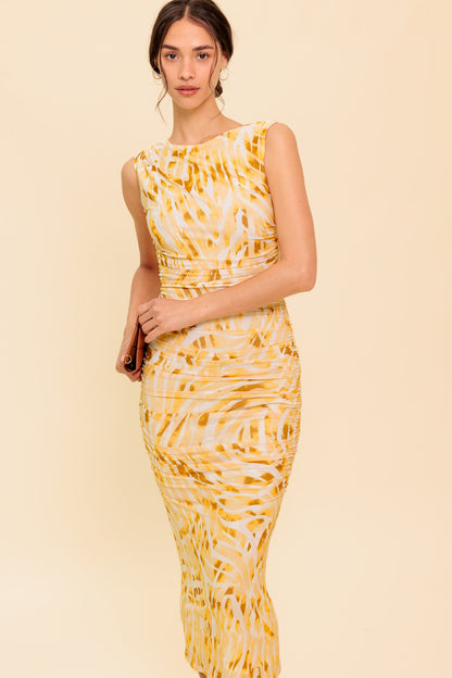 SWEET AS EVER POWER MESH BODYCON MIDI DRESS