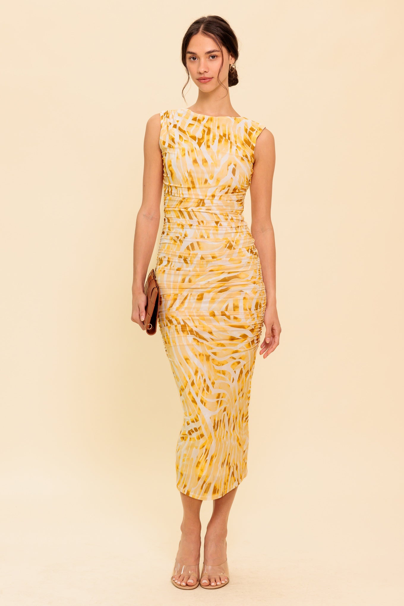 SWEET AS EVER POWER MESH BODYCON MIDI DRESS