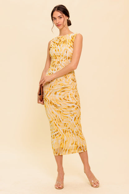 SWEET AS EVER POWER MESH BODYCON MIDI DRESS
