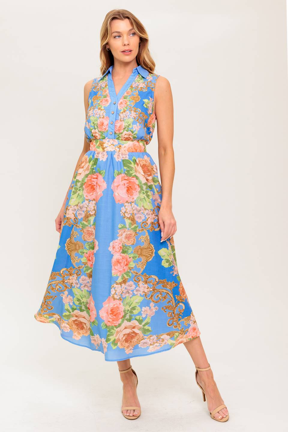 LOST IN A DREAM WOVEN MIDI DRESS