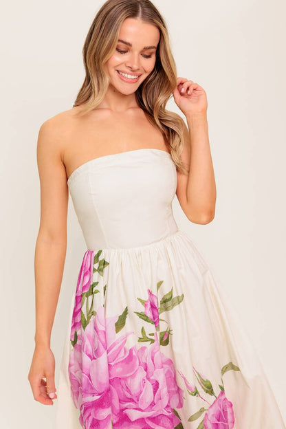 CAUGHT IN THE BREEZE FLORAL WOVEN MAXI DRESS