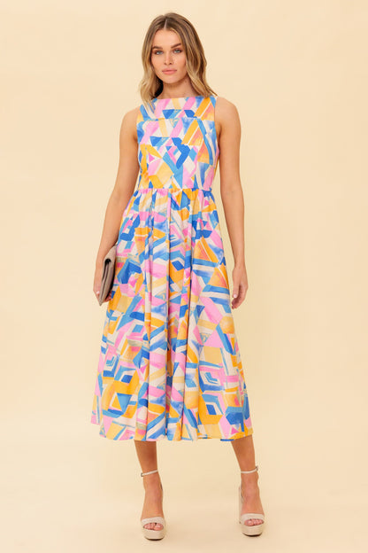 PATTON PARK BLUE WOVEN MIDI DRESS