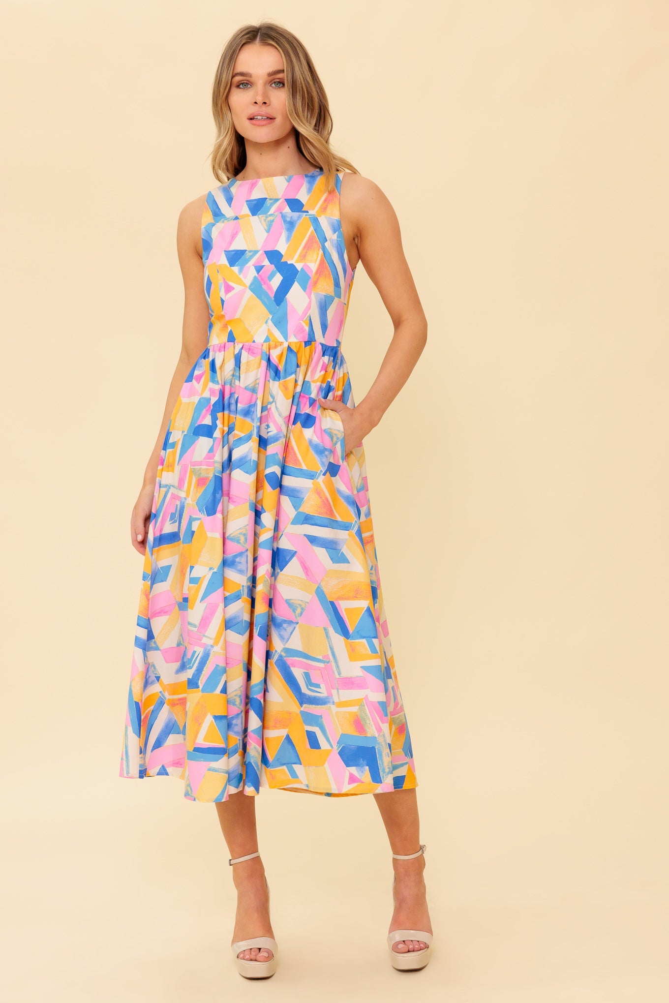 PATTON PARK BLUE WOVEN MIDI DRESS