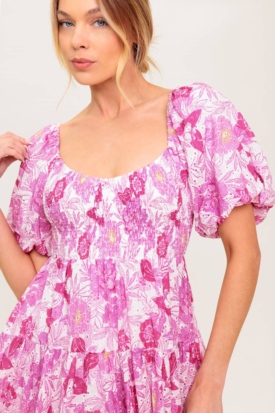 MEADOW RHYTHM WOVEN EYELET MINI DRESS