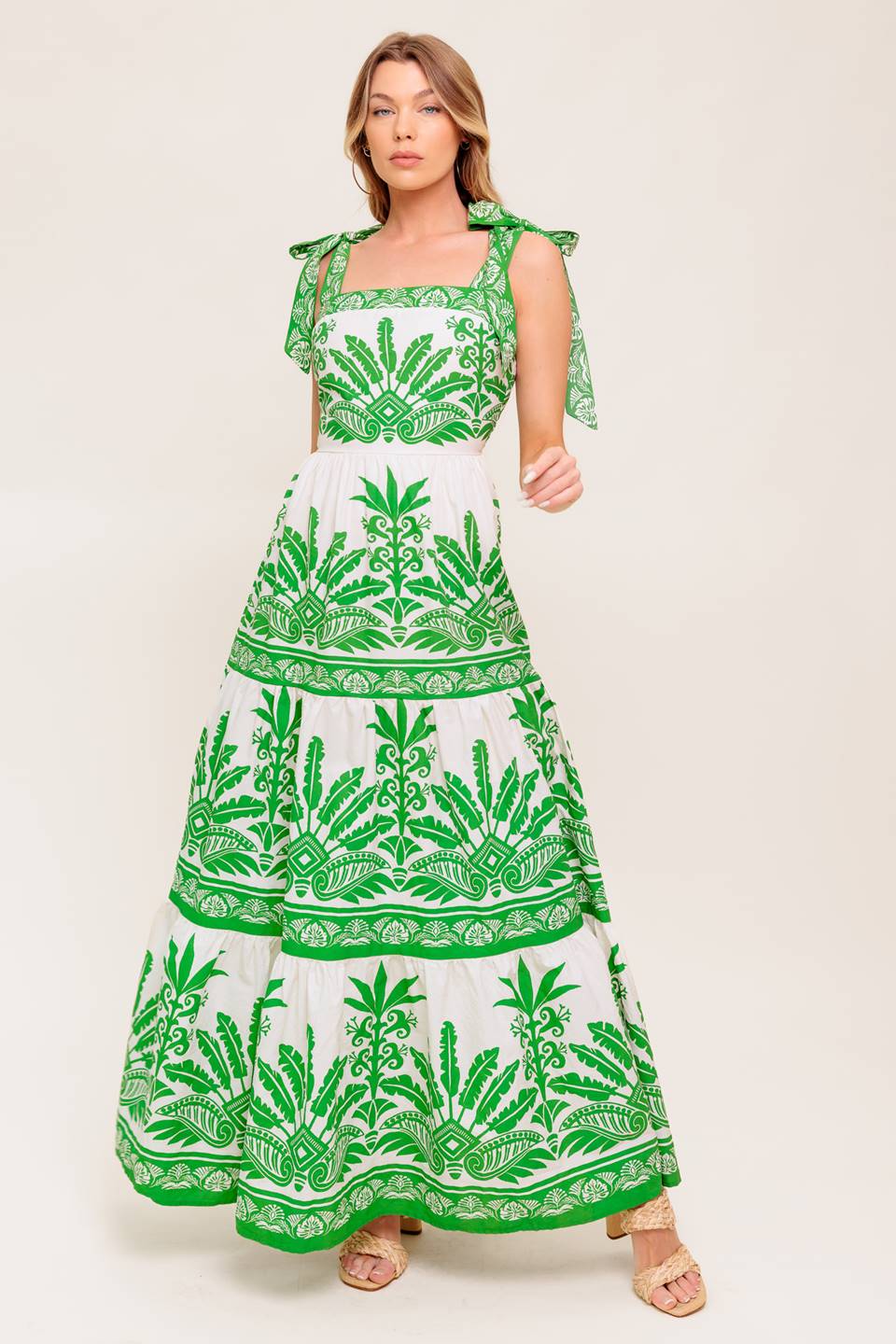 DREAM WALKER OLIVE WOVEN MAXI DRESS