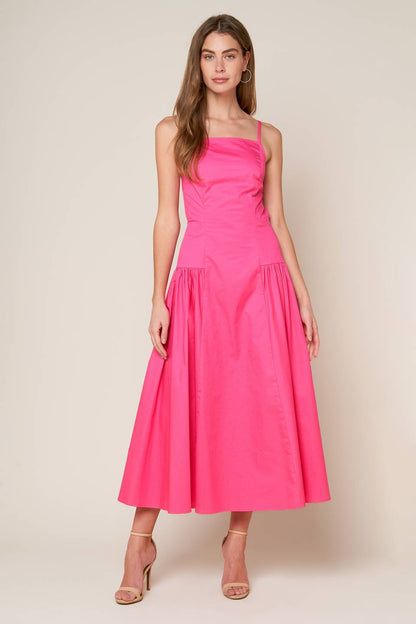 SLEEK ESSENCE WOVEN MIDI DRESS