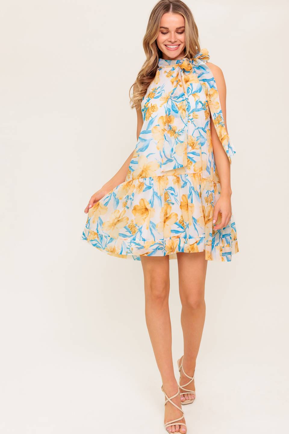 SUMMER SPELL IVORY WOVEN MINI DRESS