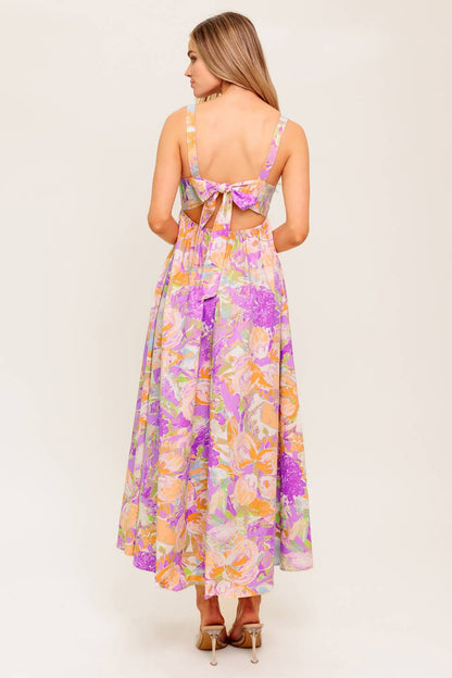 BREEZE SONG PINK WOVEN MIDI DRESS