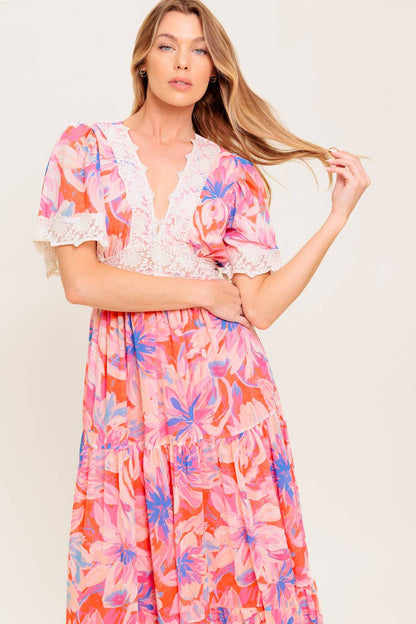 MINIMAL BLOOM WOVEN MAXI DRESS