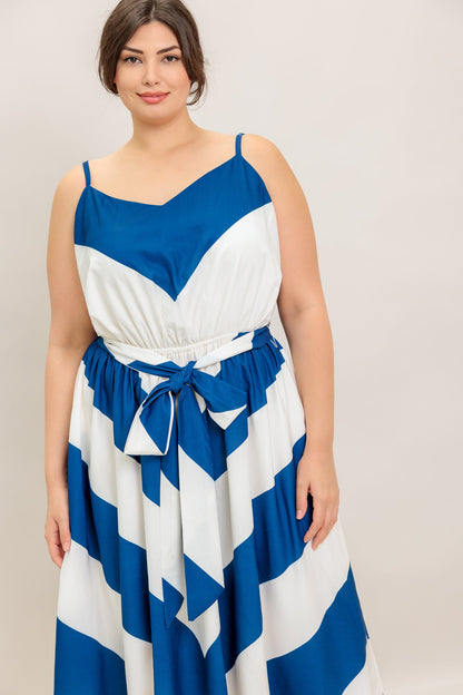 RADIANT HEART NAVY WOVEN MIDI DRESS