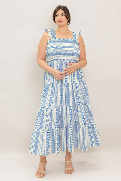 MIDSUMMER PETALS WOVEN MIDI DRESS