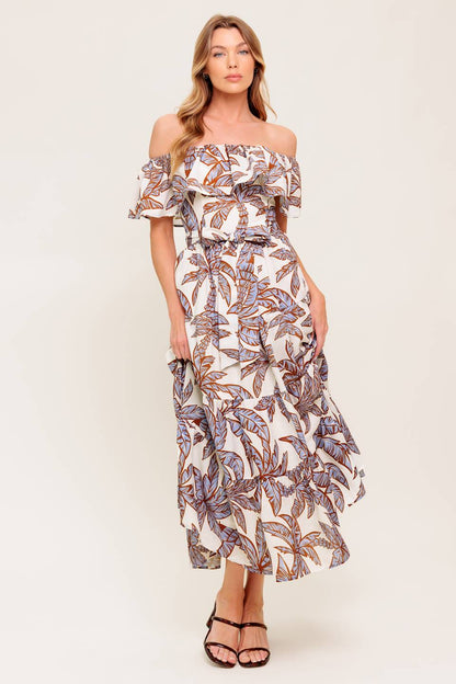 LILY GARDEN LAVENDER WOVEN MIDI DRESS