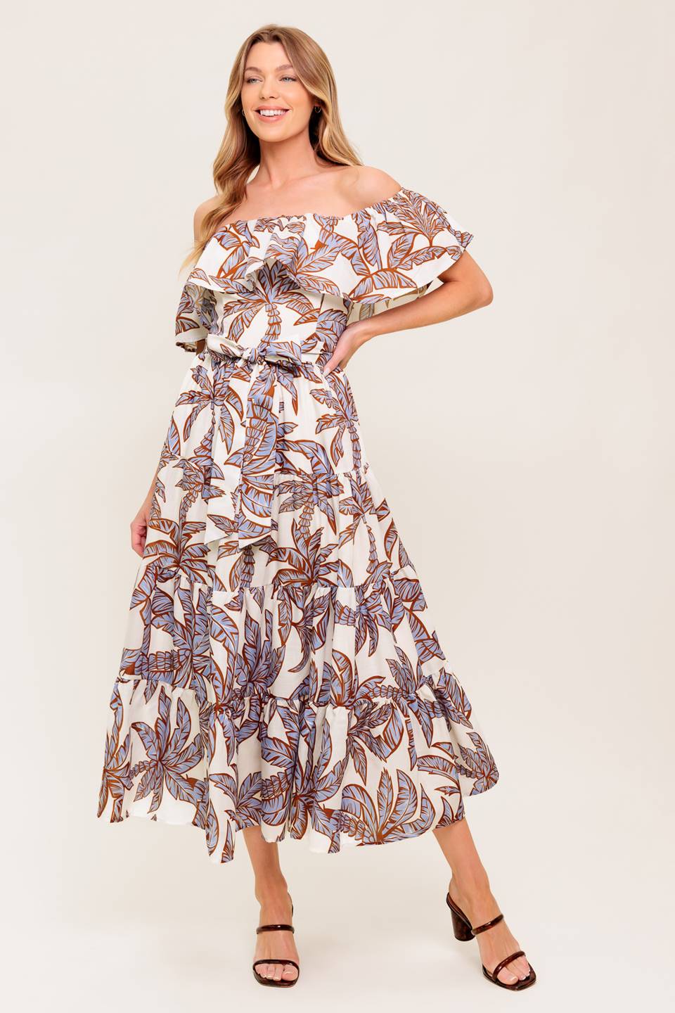 LILY GARDEN LAVENDER WOVEN MIDI DRESS