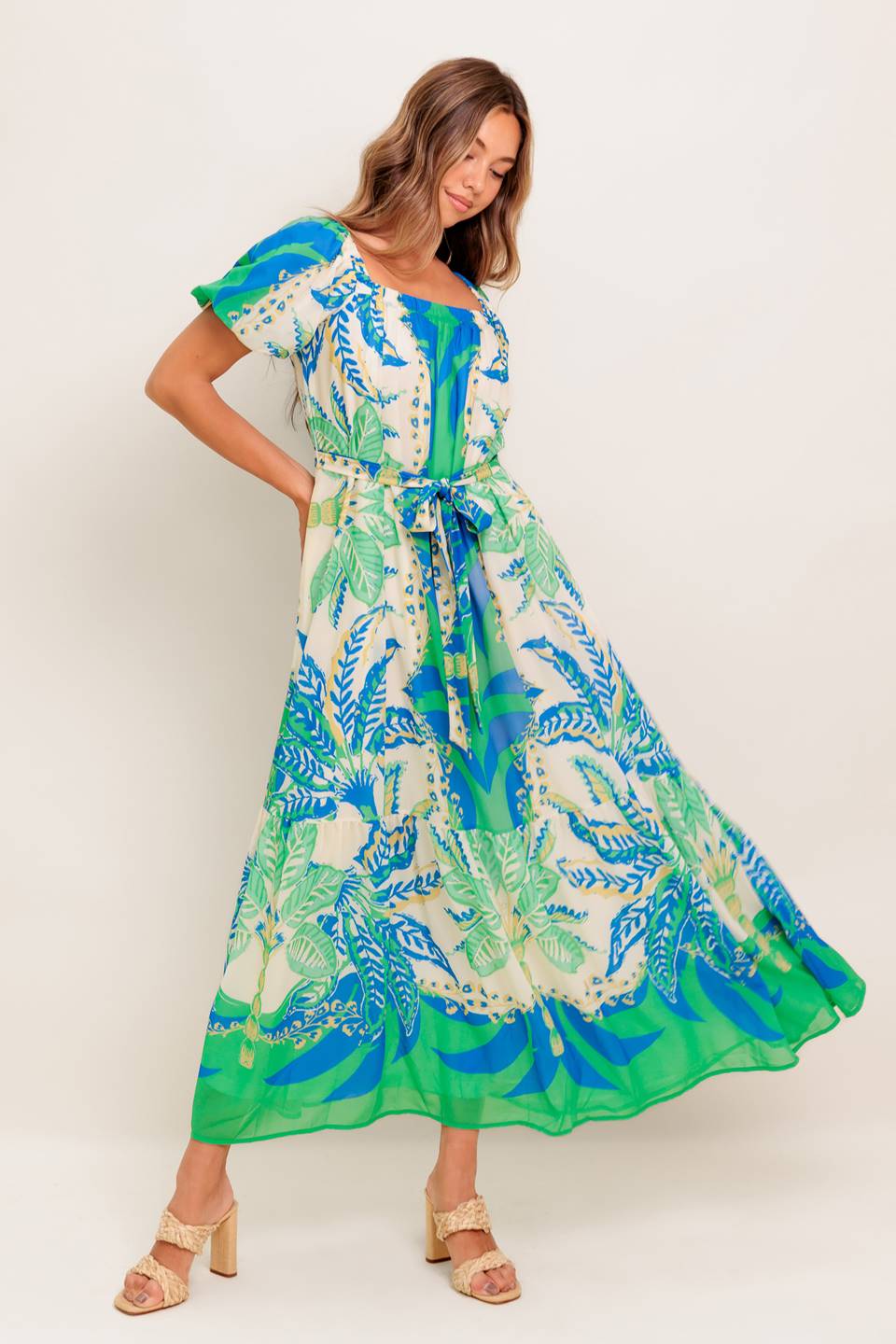 PALM SPRING NIGHTS WOVEN MAXI DRESS