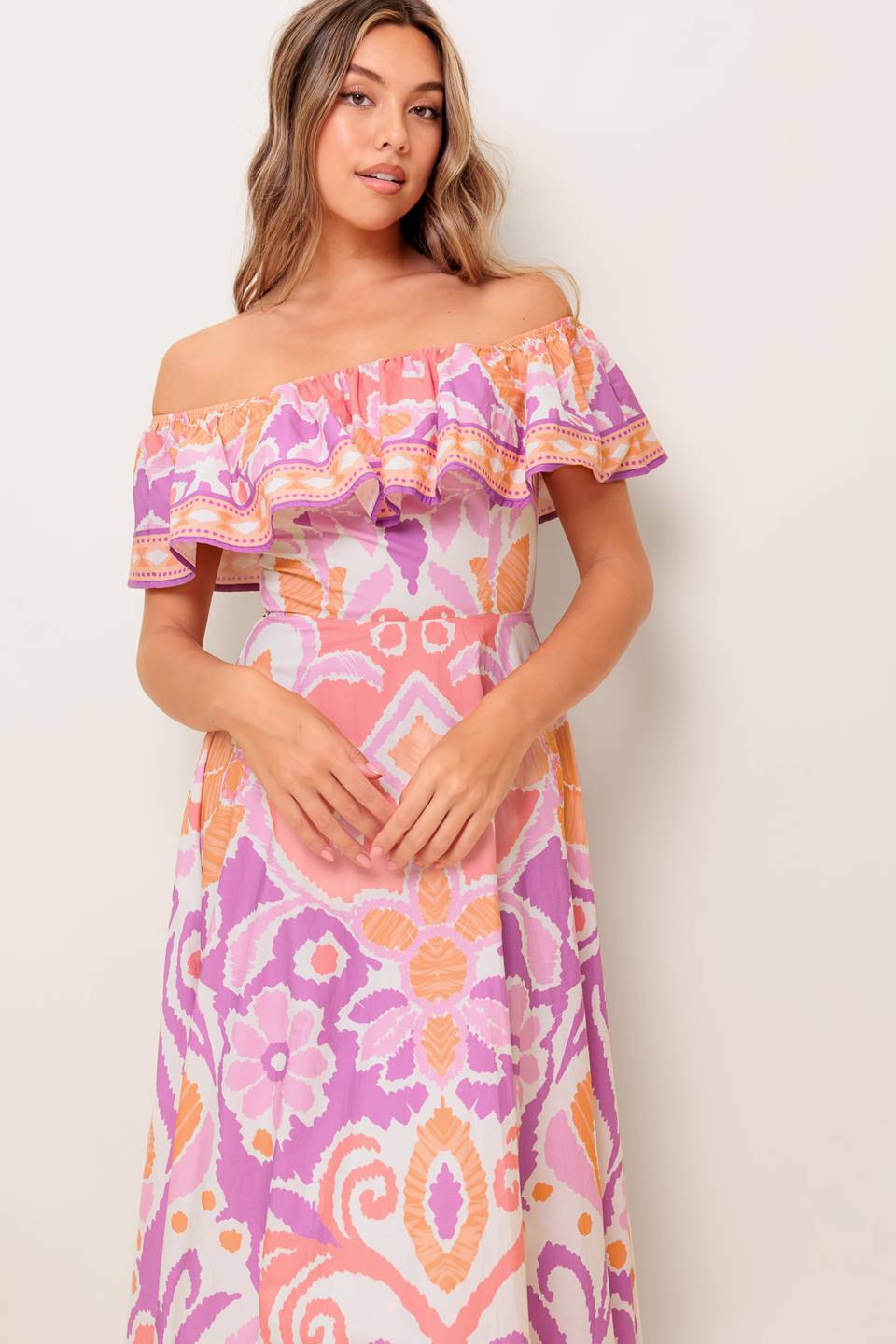 CABANA DREAM LAVENDER WOVEN MIDI DRESS