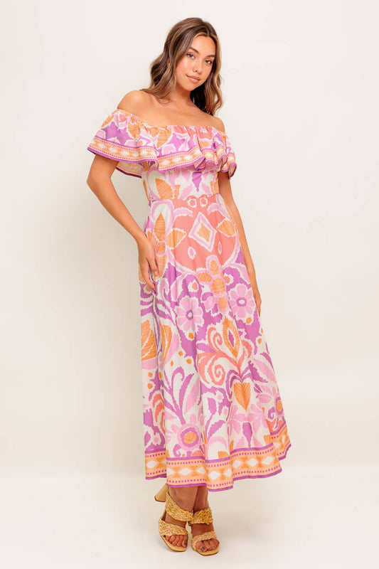 CABANA DREAM LAVENDER WOVEN MIDI DRESS