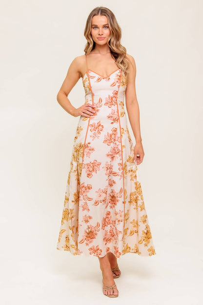 SANDSTONE PETAL WOVEN MIDI DRESS