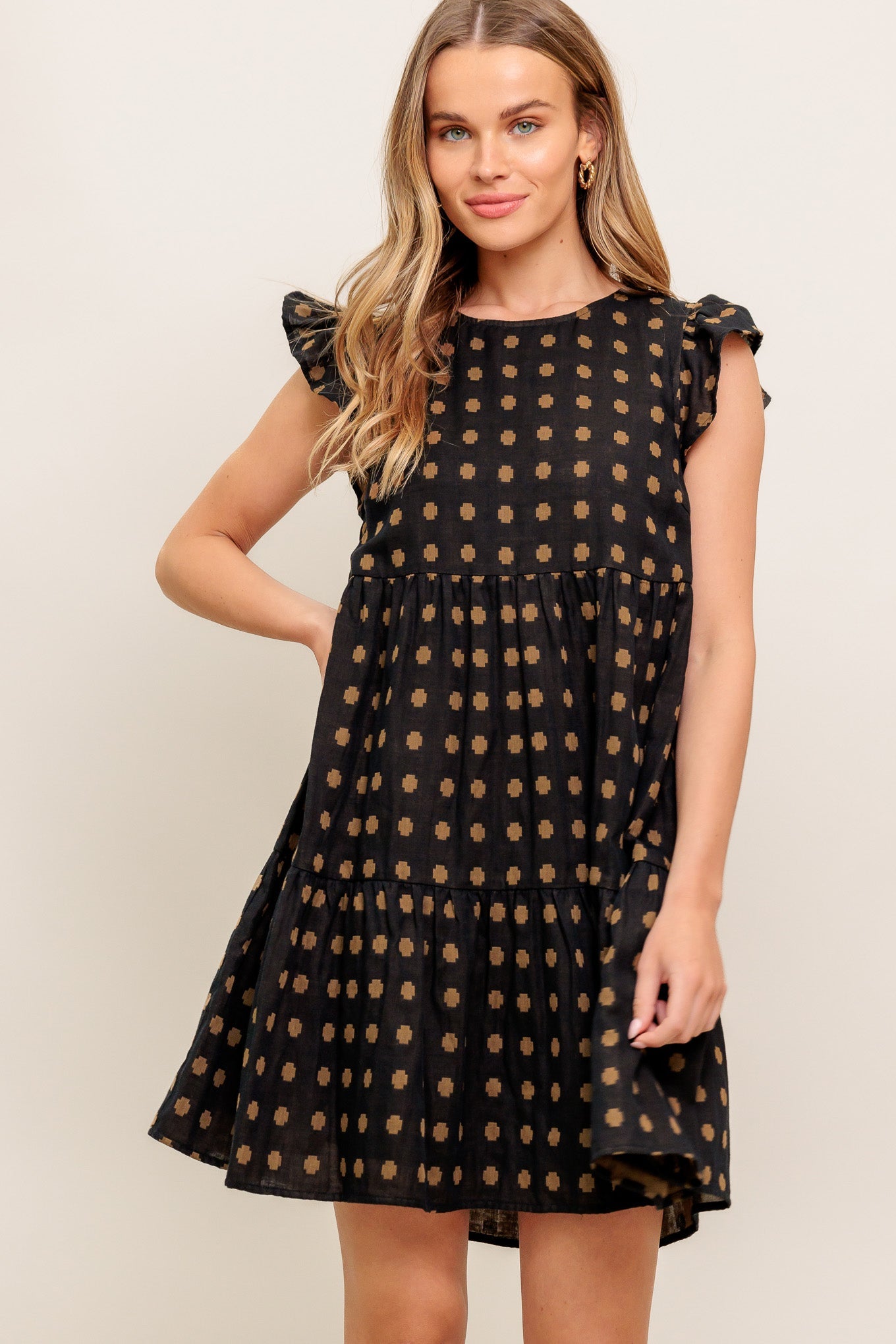 POLKA BREEZE WOVEN MINI DRESS