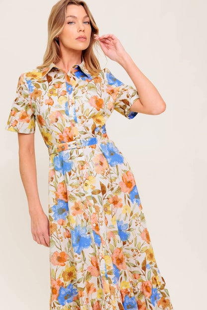 HAZEL DREAM IVORY WOVEN MIDI DRESS