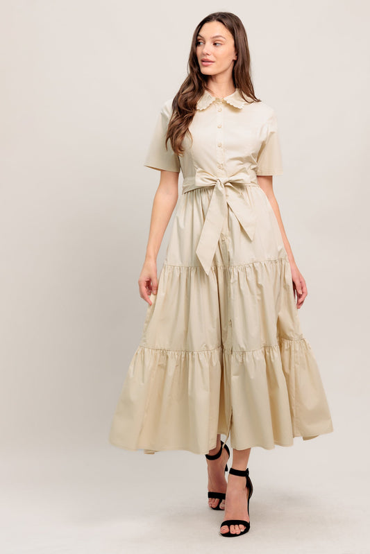 WORTH THE WAIT WOVEN MIDI DRESS