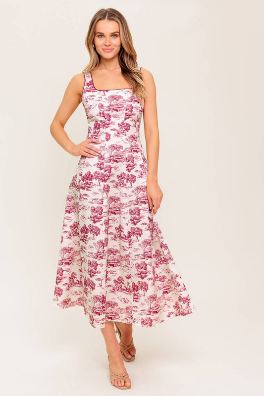 MOJITO MOOD BERRY WOVEN MIDI DRESS